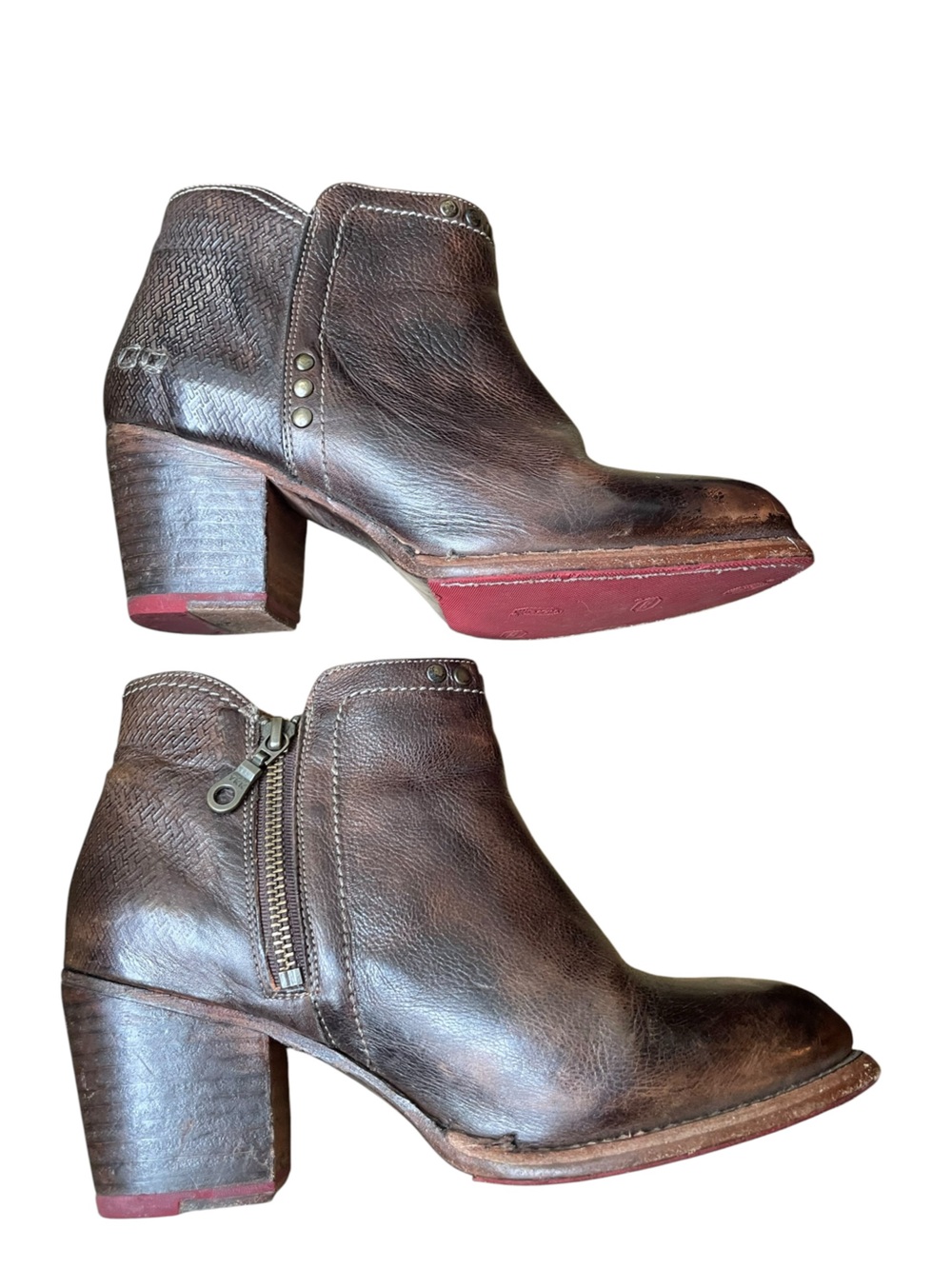 Bed Stu Cobbler Series Yell Leather  Two-Tone Zip Ankle Boots Sz 8.5 Handmade
